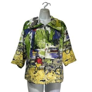 Michael Leu Impressionist Bicycle Bike Cycling Cityscape Jacket Size S
